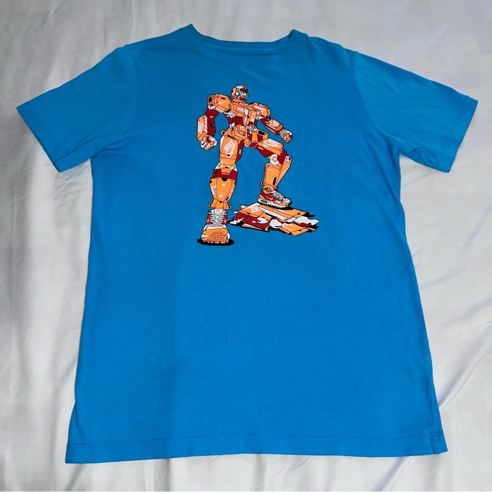 Boys NikeBlue T-Shirt with Orange Robot Graphic